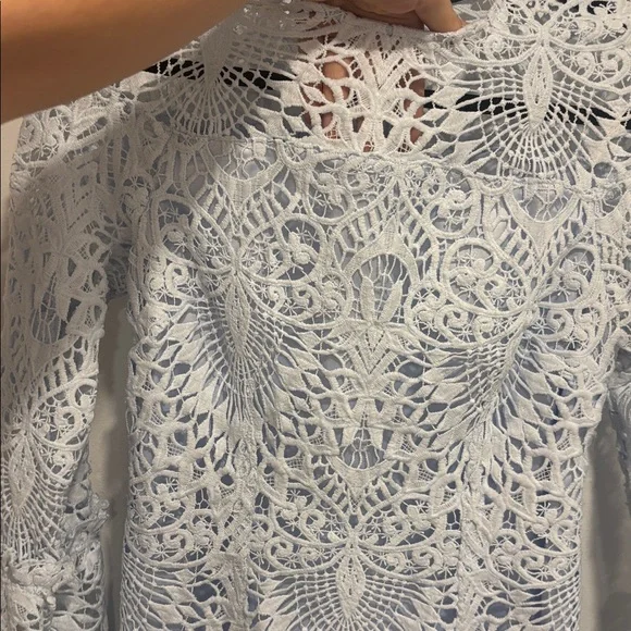 Marciano Light Blue Lace Long Sleeve Dress - Picture 12 of 16